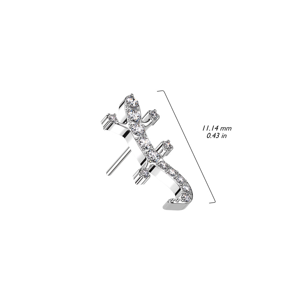 Lizard w/ Gems Top | Titanium Threadless Push In Top For Nose & Ears