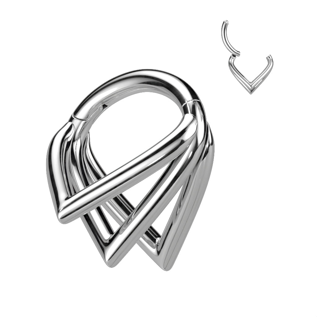 Triple Pointed Chevron Hinged Clicker Hoop | Titanium Clicker Segment Hoop Ring - Avanti Body Jewelry