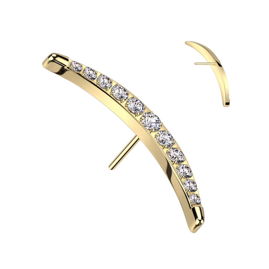 Crescent 11 Gem Cluster | Titanium Threadless Top For Ears - Avanti Body Jewelry