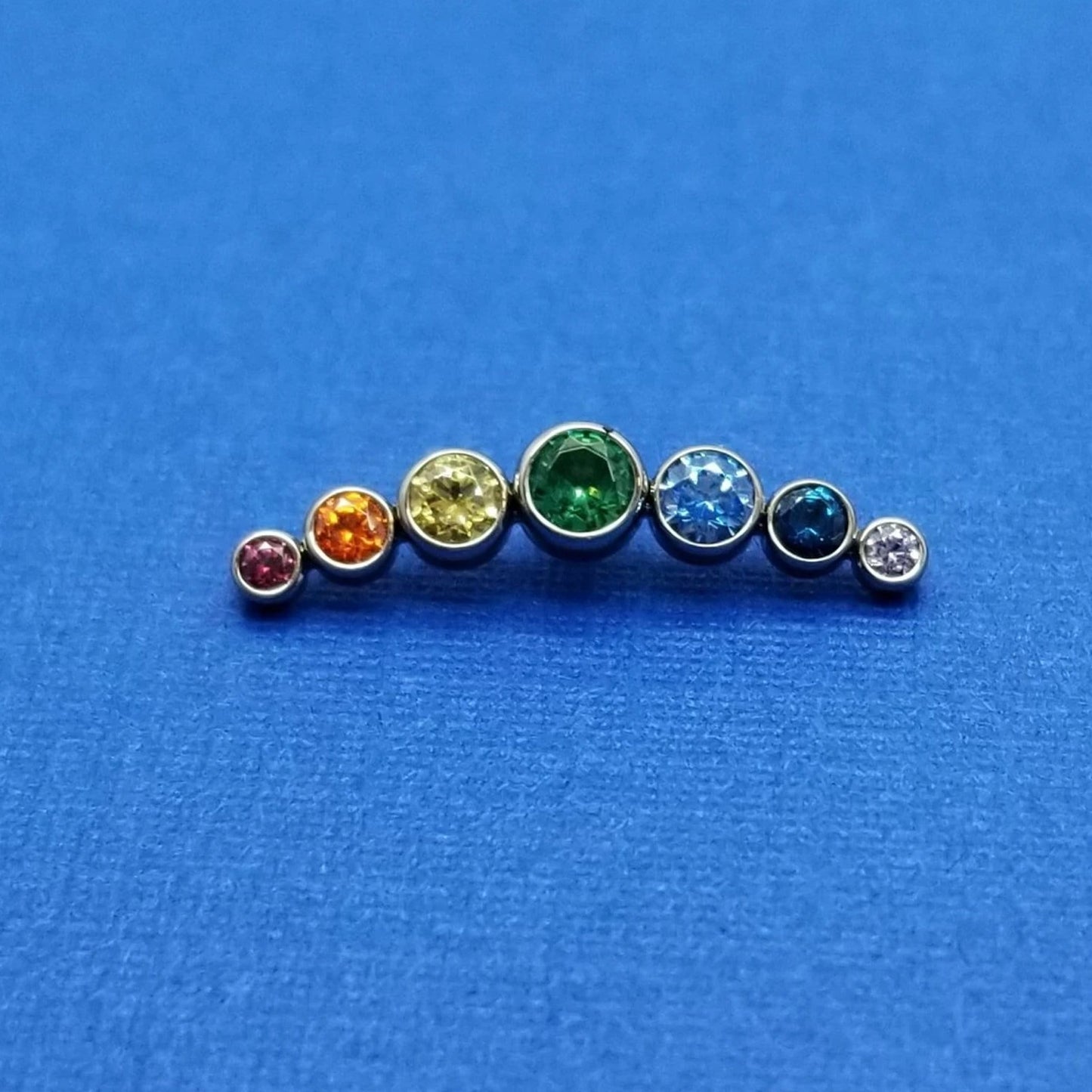 Threaded 14g Rainbow Gem Arc Cluster Top - Avanti Body Jewelry