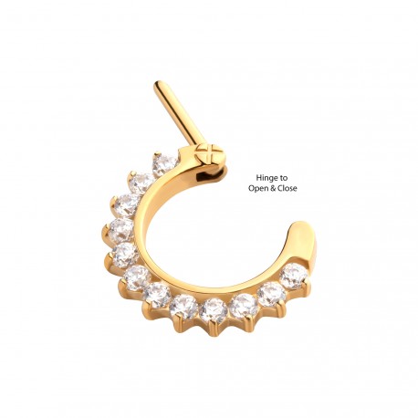 24Kt Gold PVD Pave Set Gem Clicker - Avanti Body Jewelry
