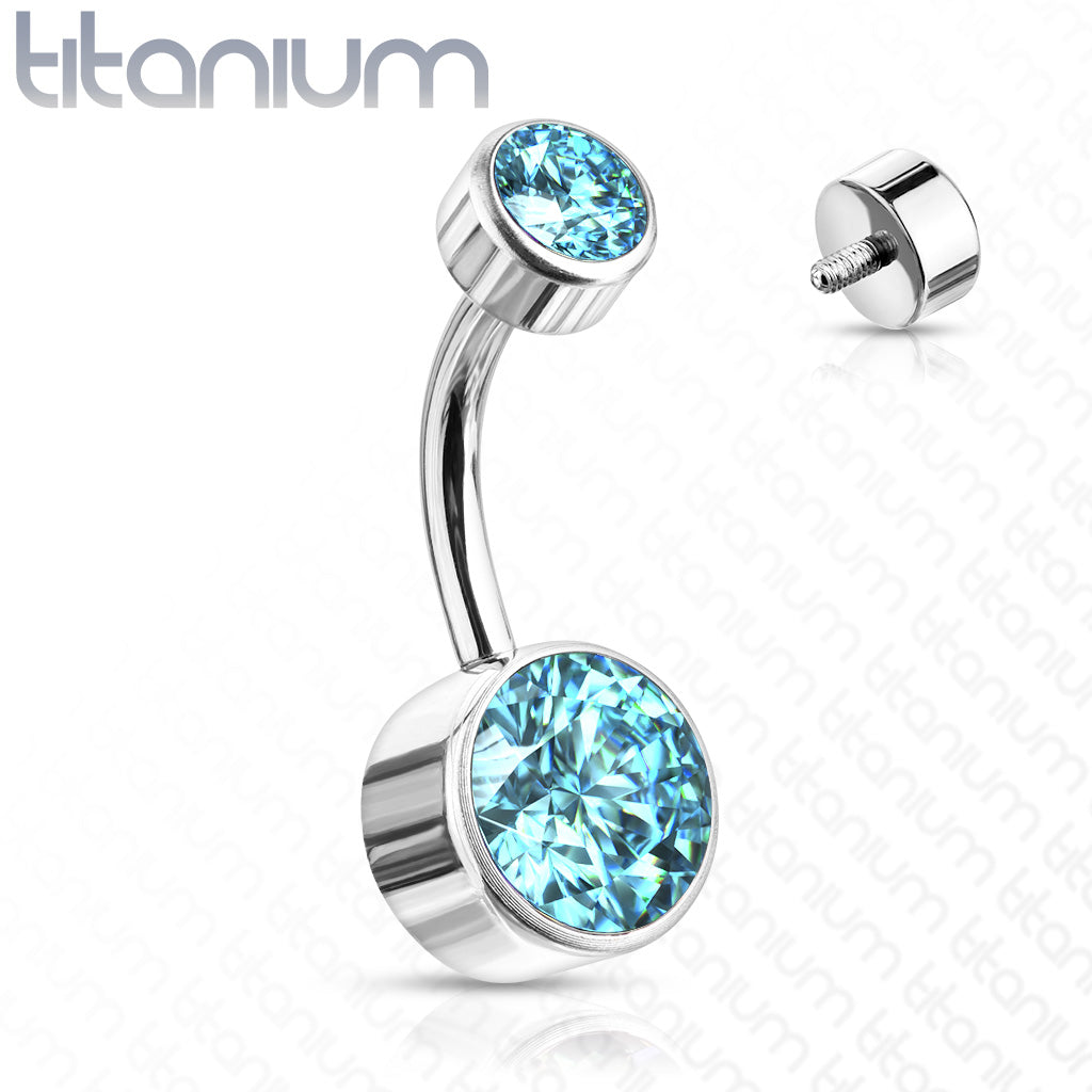 Titanium Bezel Gem Belly / Navel Ring - Avanti Body Jewelry