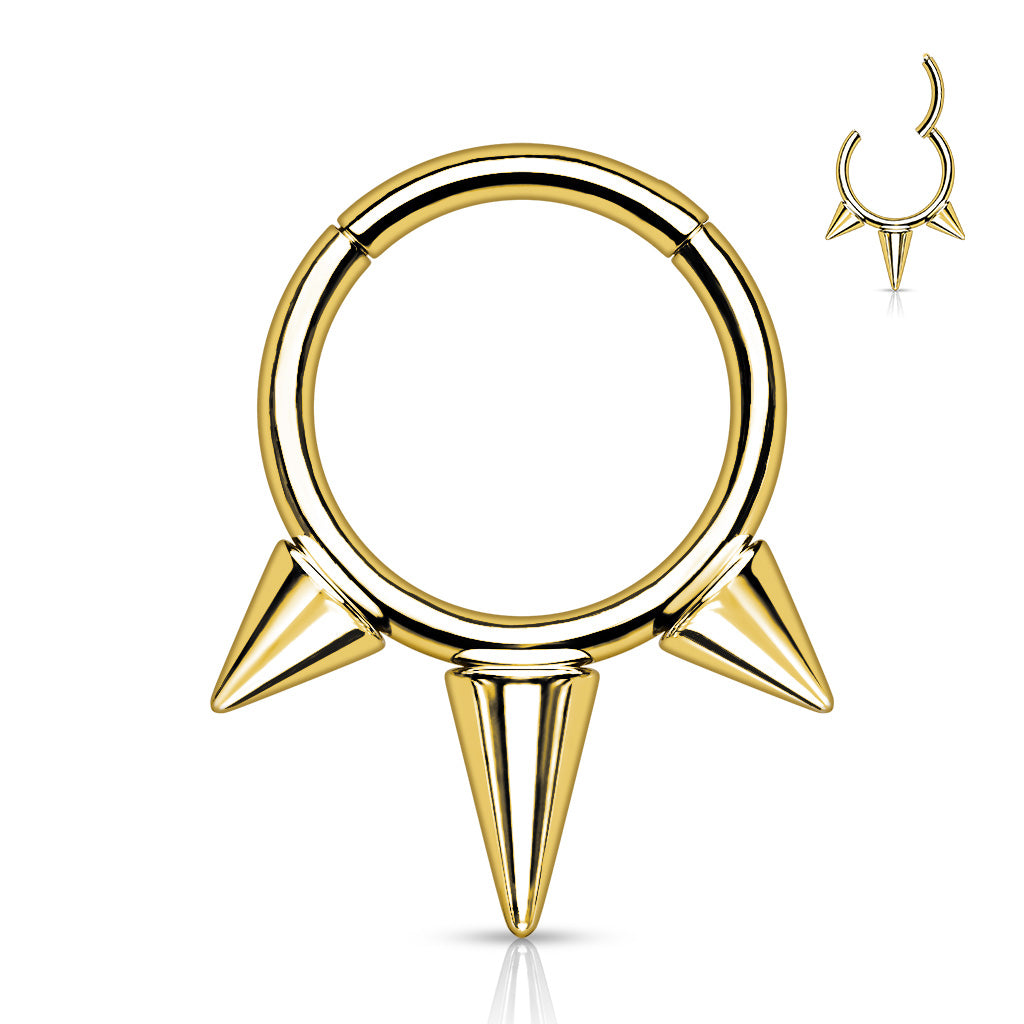 Hinged Ring w/ Spikes | Titanium Clicker Segment Hoop Ring - Avanti Body Jewelry