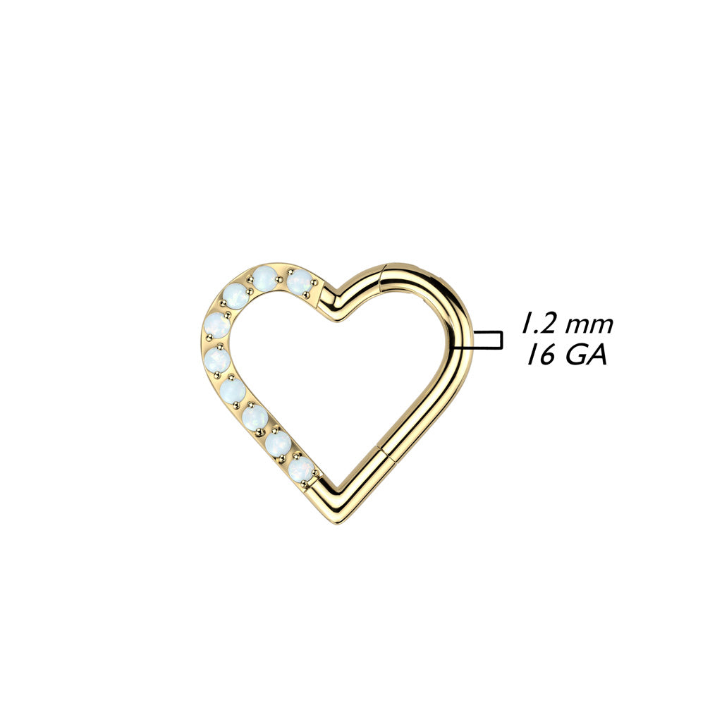 Hinged Ring Heart Clicker w/ Gems | Titanium Hinged Segment Ring - Avanti Body Jewelry