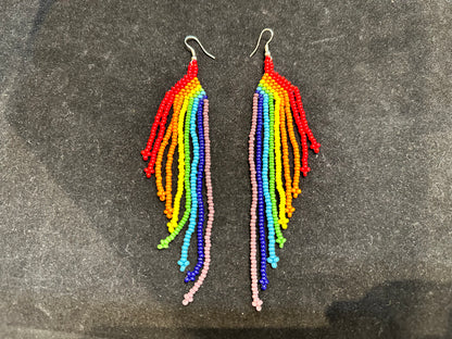 Beaded Rainbow Brazilian Indigenous Tribal Earrings | Hand Crafted - Avanti Body Jewelry