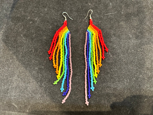 Beaded Rainbow Brazilian Indigenous Tribal Earrings | Hand Crafted - Avanti Body Jewelry