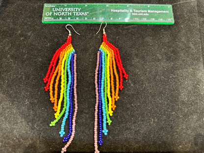 Beaded Rainbow Brazilian Indigenous Tribal Earrings | Hand Crafted - Avanti Body Jewelry