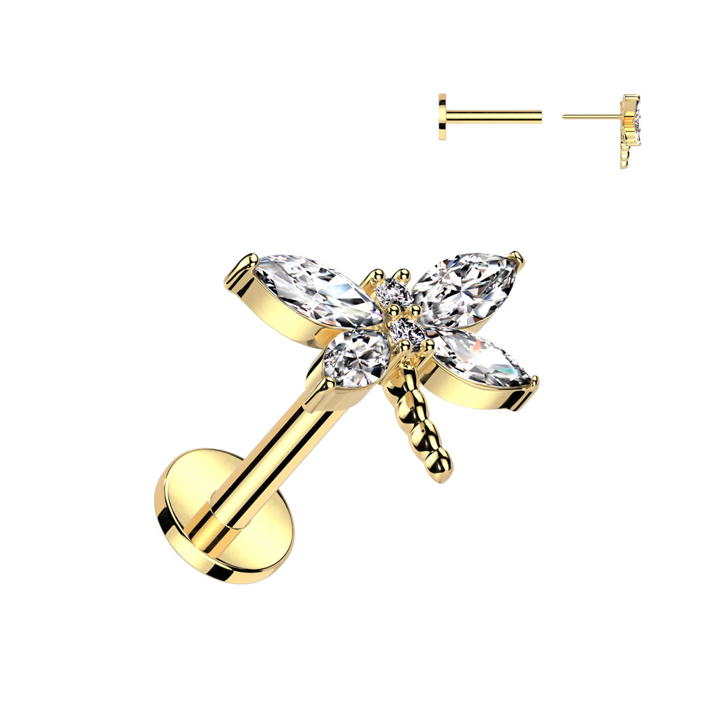 Gem Winged Dragonfly Threadless Top For Nose, Ears & Lip - Avanti Body Jewelry
