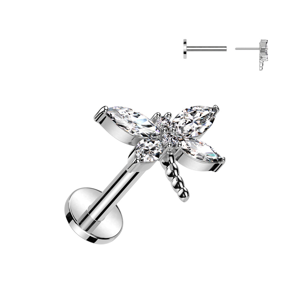 Gem Winged Dragonfly Threadless Top For Nose, Ears & Lip - Avanti Body Jewelry