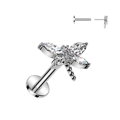 Gem Winged Dragonfly Threadless Top For Nose, Ears & Lip - Avanti Body Jewelry