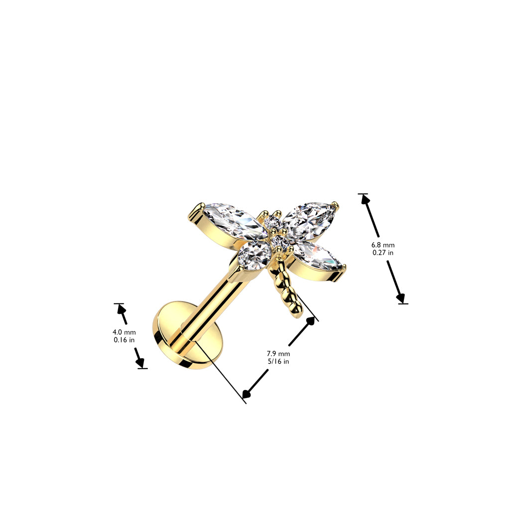 Gem Winged Dragonfly Threadless Top For Nose, Ears & Lip - Avanti Body Jewelry