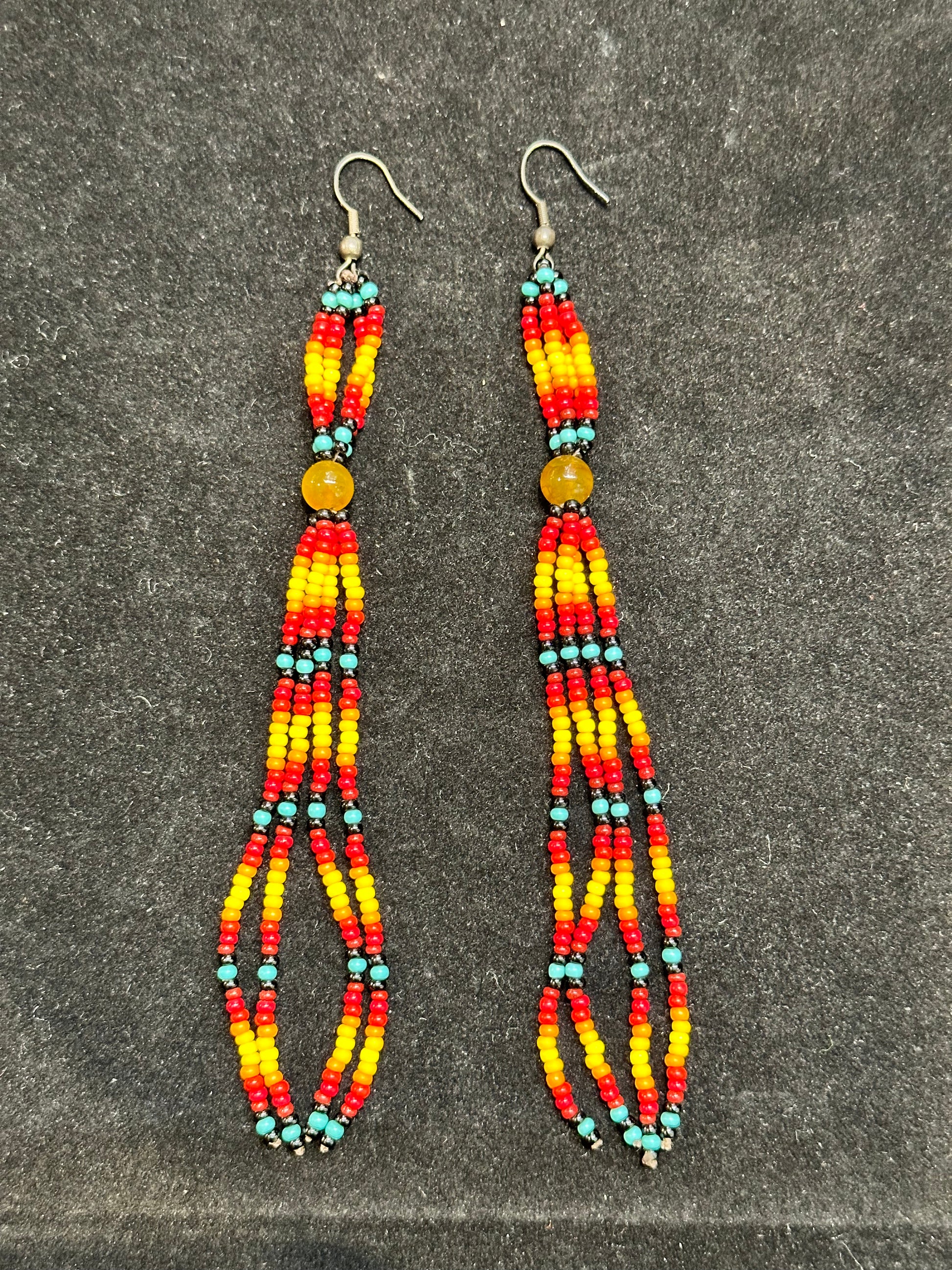 Beaded Rasta Brazilian Indigenous Tribal Earrings | Hand Crafted - Avanti Body Jewelry