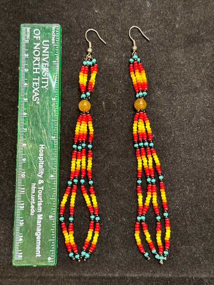 Beaded Rasta Brazilian Indigenous Tribal Earrings | Hand Crafted - Avanti Body Jewelry