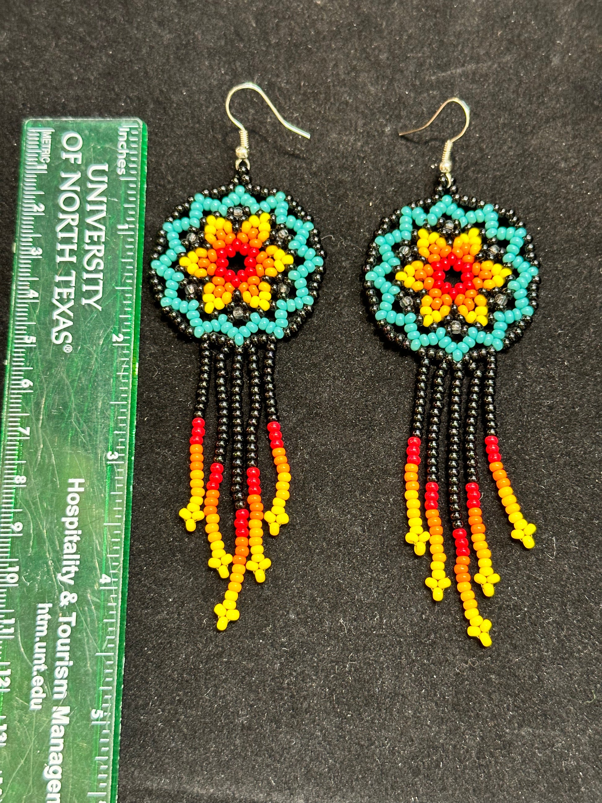 Flower Dream Catcher Brazilian Indigenous Tribal Earrings | Hand Crafted - Avanti Body Jewelry
