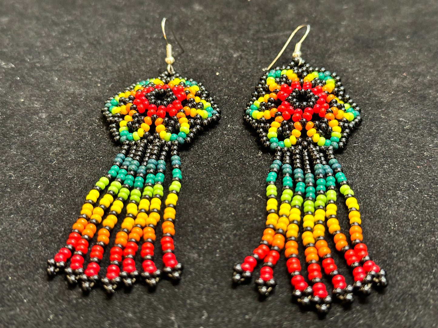 Rasta Flower Brazilian Indigenous Tribal Earrings | Hand Crafted - Avanti Body Jewelry