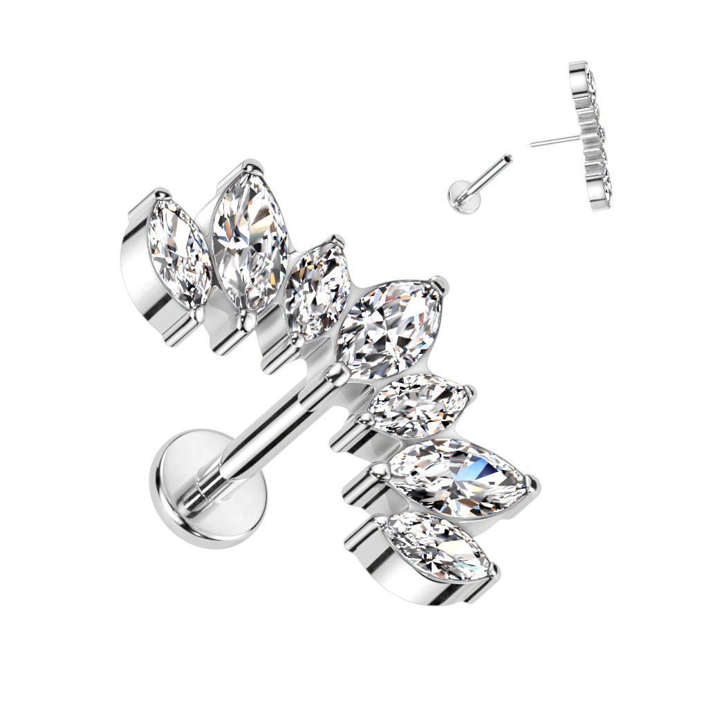 7 Marquise Curve Cluster Top | Titanium Threadless Top For Nose & Ears - Avanti Body Jewelry