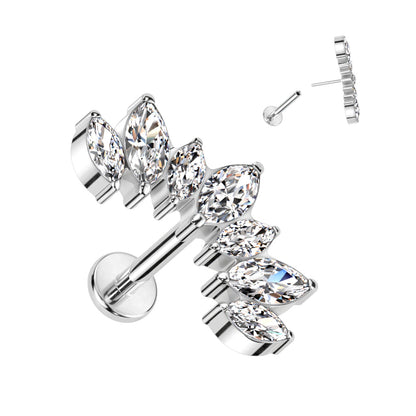7 Marquise Curve Cluster Top | Titanium Threadless Top For Nose & Ears - Avanti Body Jewelry