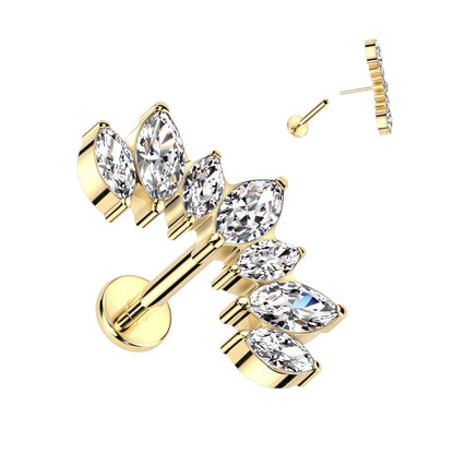 7 Marquise Curve Cluster Top | Titanium Threadless Top For Nose & Ears - Avanti Body Jewelry
