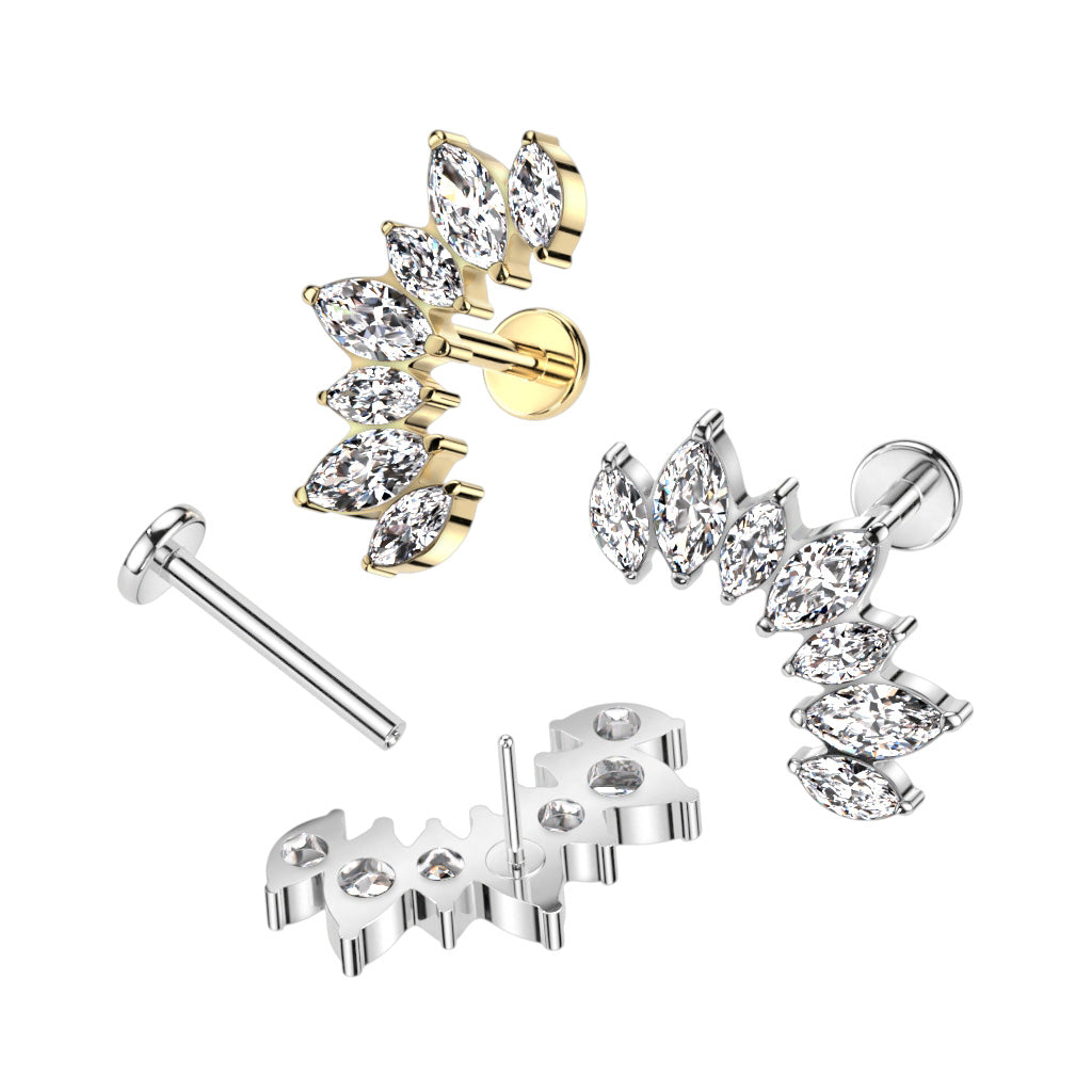 7 Marquise Curve Cluster Top | Titanium Threadless Top For Nose & Ears - Avanti Body Jewelry