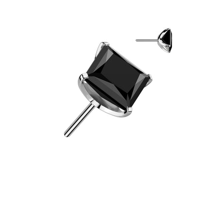 Square Prong Set Gem | Titanium Threadless Top  For Nose, Ears & Lip
