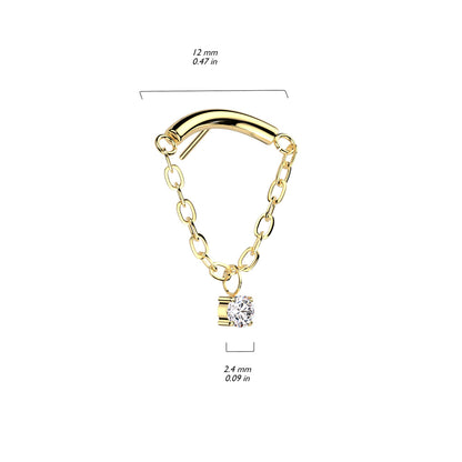 Crescent Chain w/ Gem Titanium Threadless Top - Avanti Body Jewelry