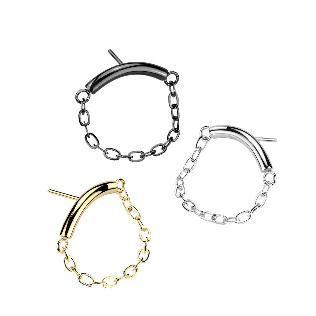 Crescent Chain Titanium Threadless Top - Avanti Body Jewelry