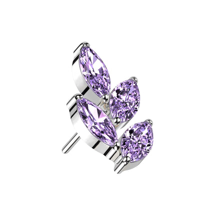 Marquise Leaf Top | Titanium Threadless Push In Top For Nose & Ears - Avanti Body Jewelry