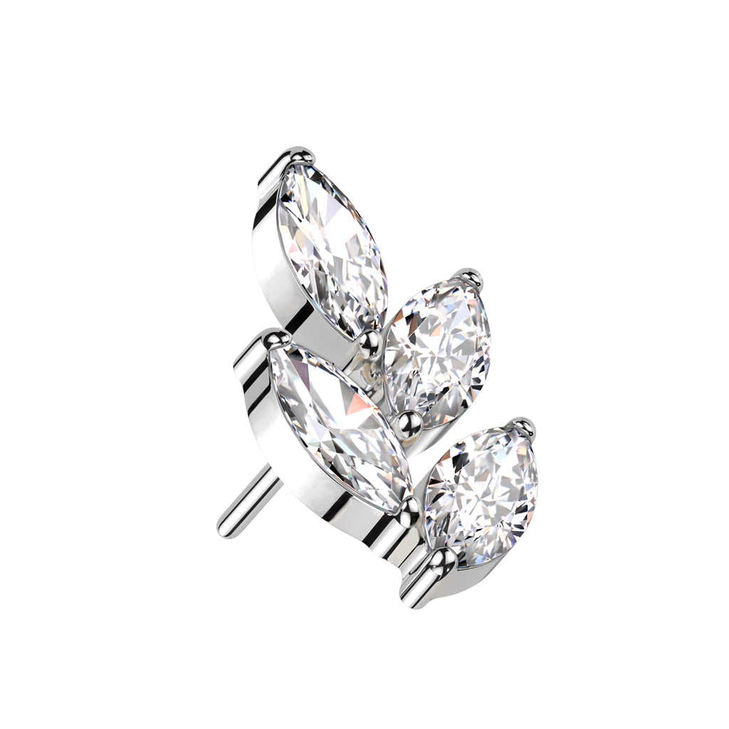Marquise Leaf Top | Titanium Threadless Push In Top For Nose & Ears - Avanti Body Jewelry