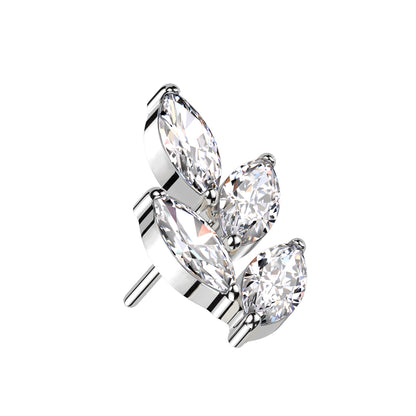 Marquise Leaf Top | Titanium Threadless Push In Top For Nose & Ears - Avanti Body Jewelry