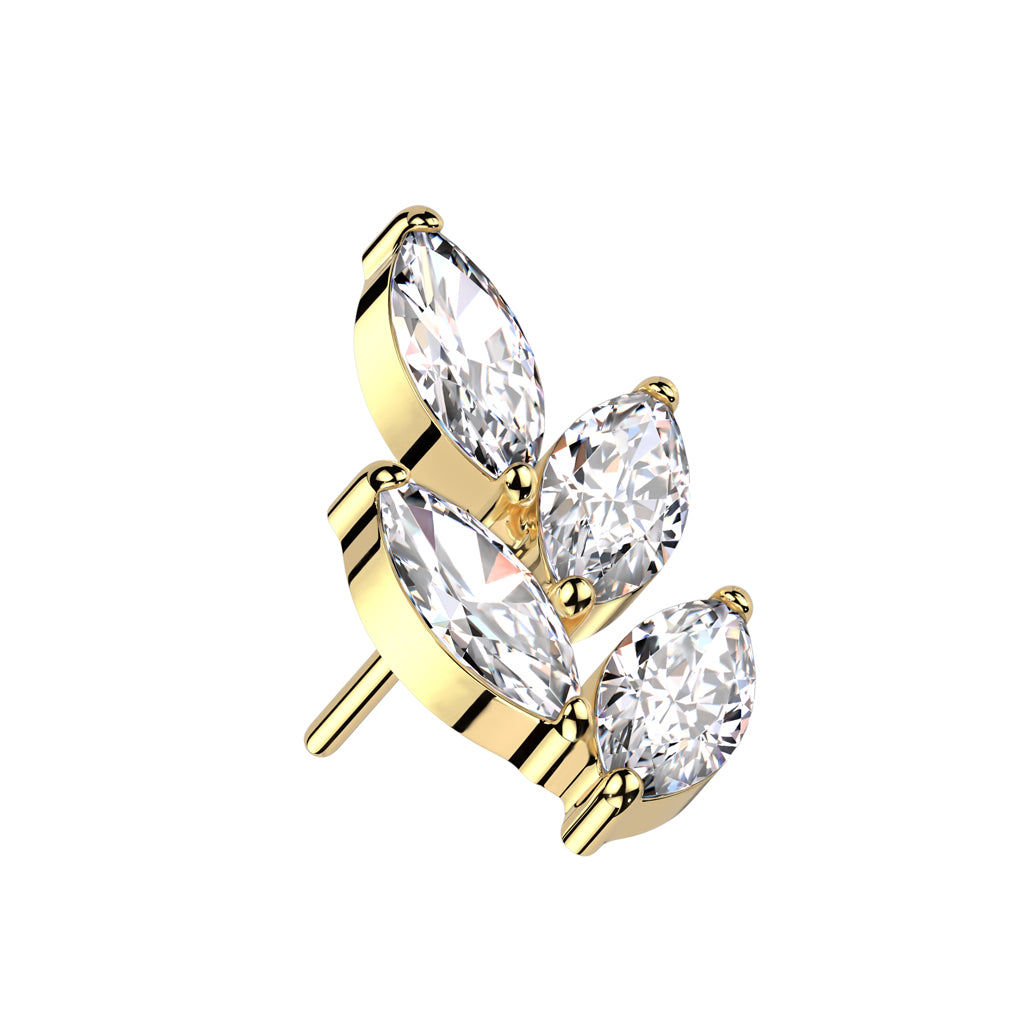 Marquise Leaf Top | Titanium Threadless Push In Top For Nose & Ears - Avanti Body Jewelry