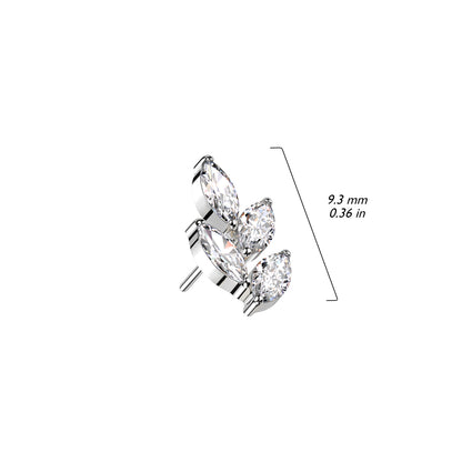 Marquise Leaf Top | Titanium Threadless Push In Top For Nose & Ears - Avanti Body Jewelry