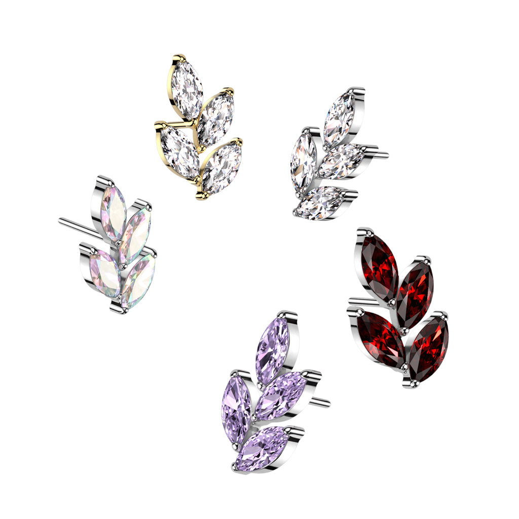 Marquise Leaf Top | Titanium Threadless Push In Top For Nose & Ears - Avanti Body Jewelry