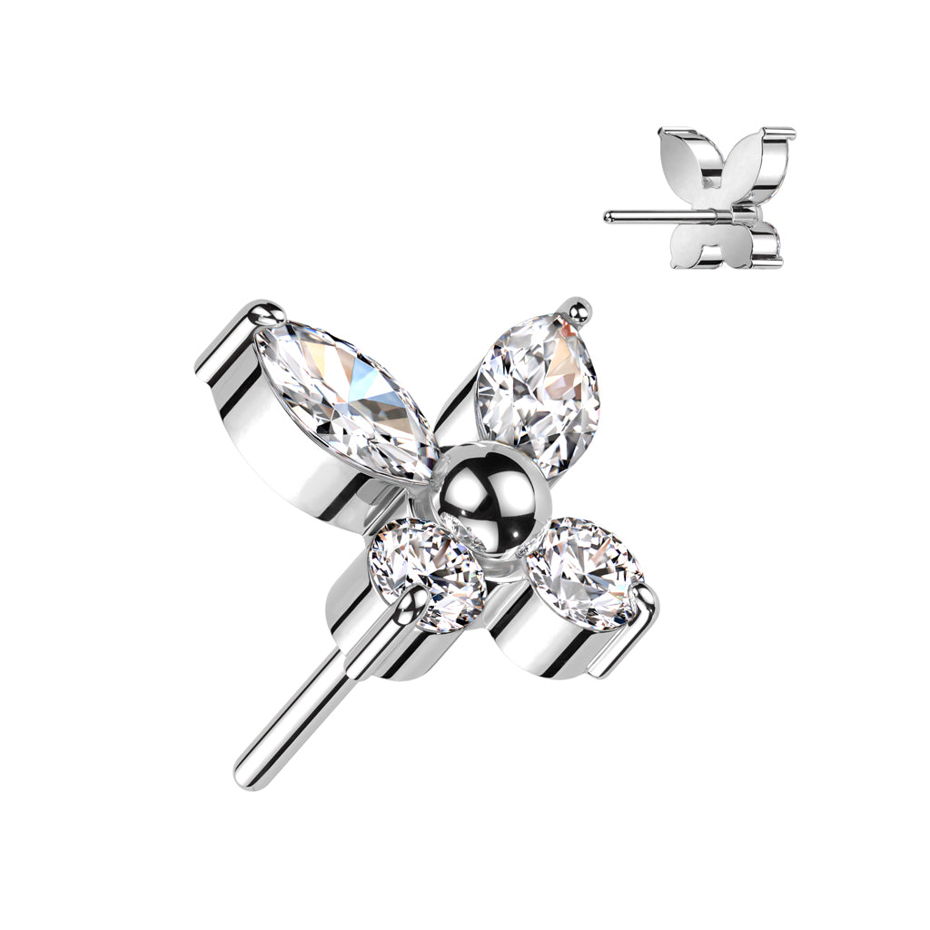 Titanium Threadless Push In Butterfly Top  For Nose, Ears & Lip