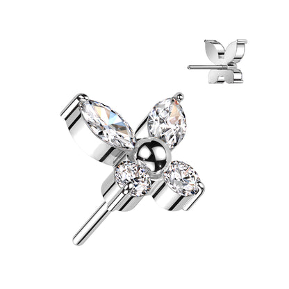 Titanium Threadless Push In Butterfly Top  For Nose, Ears & Lip