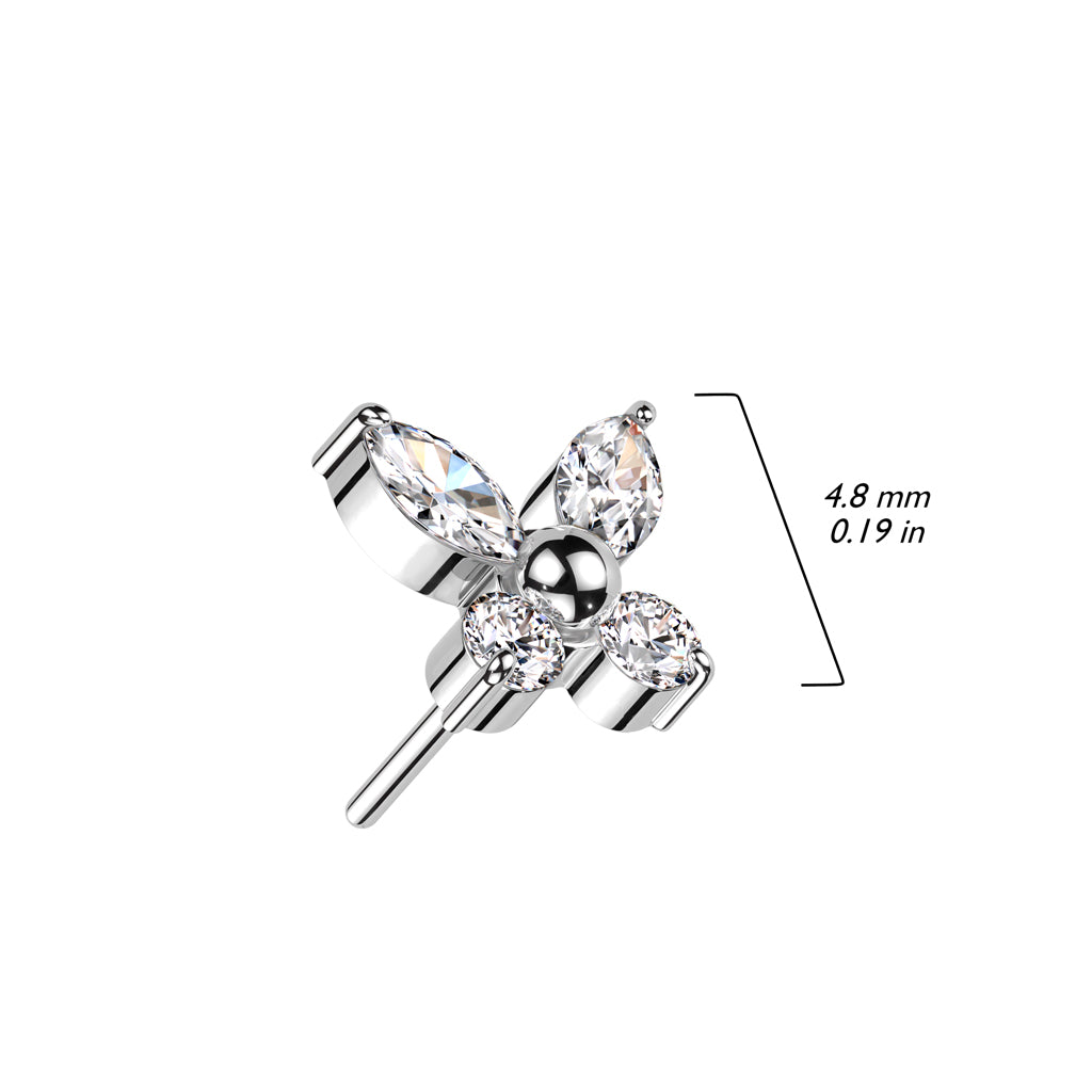 Titanium Threadless Push In Butterfly Top  For Nose, Ears & Lip