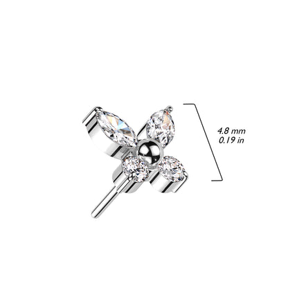 Titanium Threadless Push In Butterfly Top  For Nose, Ears & Lip