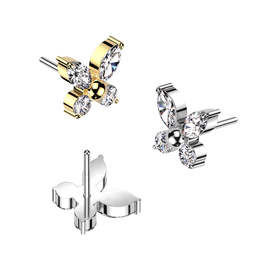 Titanium Threadless Push In Butterfly Top  For Nose, Ears & Lip