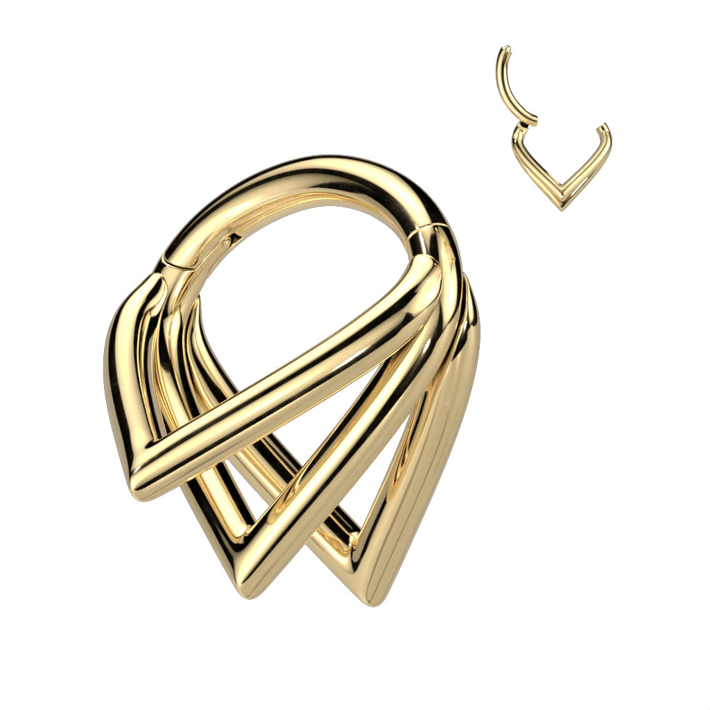 Triple Pointed Chevron Hinged Clicker Hoop | Titanium Clicker Segment Hoop Ring - Avanti Body Jewelry