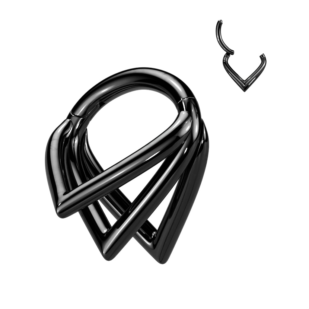 Triple Pointed Chevron Hinged Clicker Hoop | Titanium Clicker Segment Hoop Ring - Avanti Body Jewelry