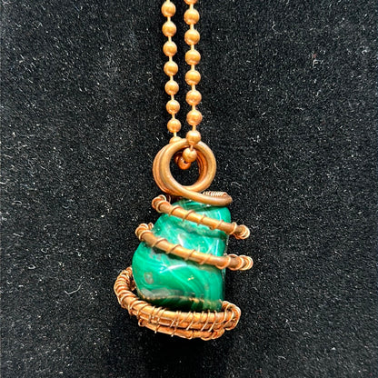 Copper Wrapped Malachite Necklace - Avanti Body Jewelry