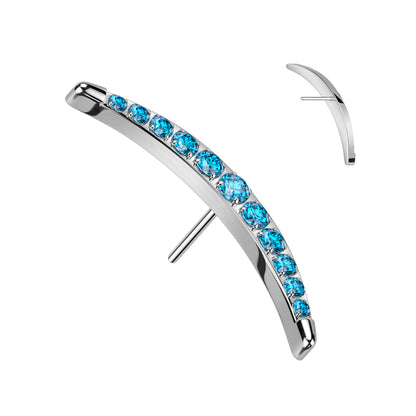 Crescent 11 Gem Cluster | Titanium Threadless Top For Ears - Avanti Body Jewelry