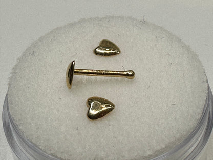 14K Gold Heart Nose Ring / Threadless Top For Nose, Ears & Lip - Avanti Body Jewelry