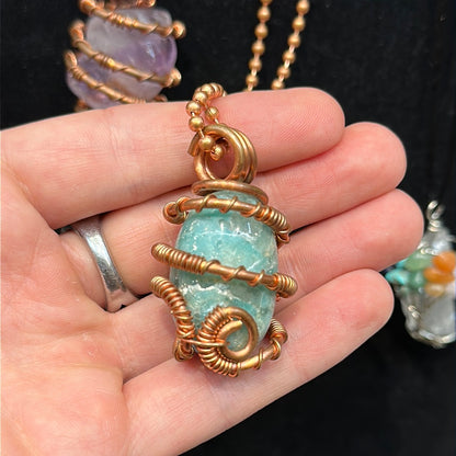 Copper Wrapped Amazonite Necklace - Avanti Body Jewelry