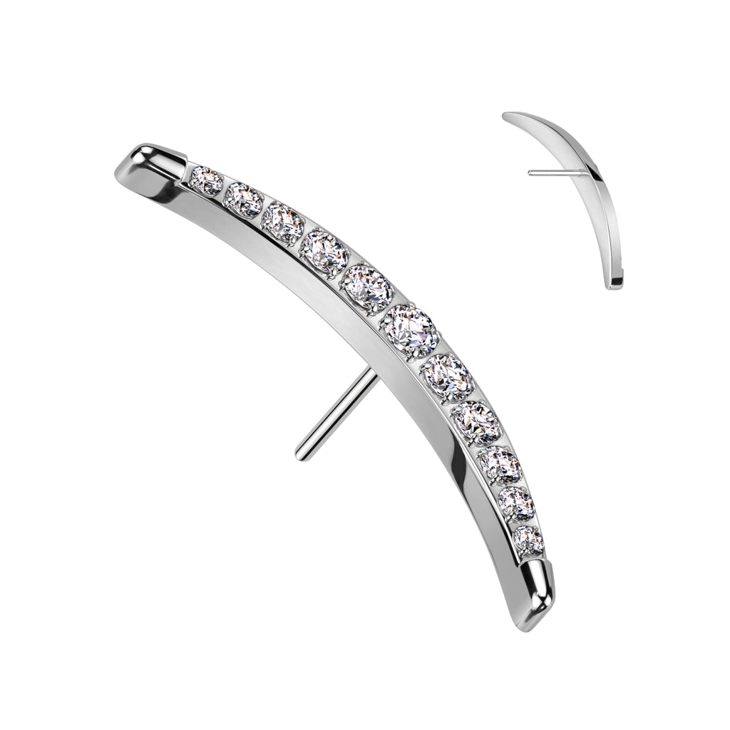 Crescent 11 Gem Cluster | Titanium Threadless Top For Ears - Avanti Body Jewelry
