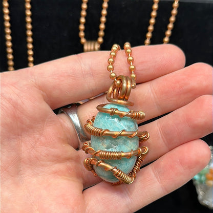 Copper Wrapped Amazonite Necklace - Avanti Body Jewelry
