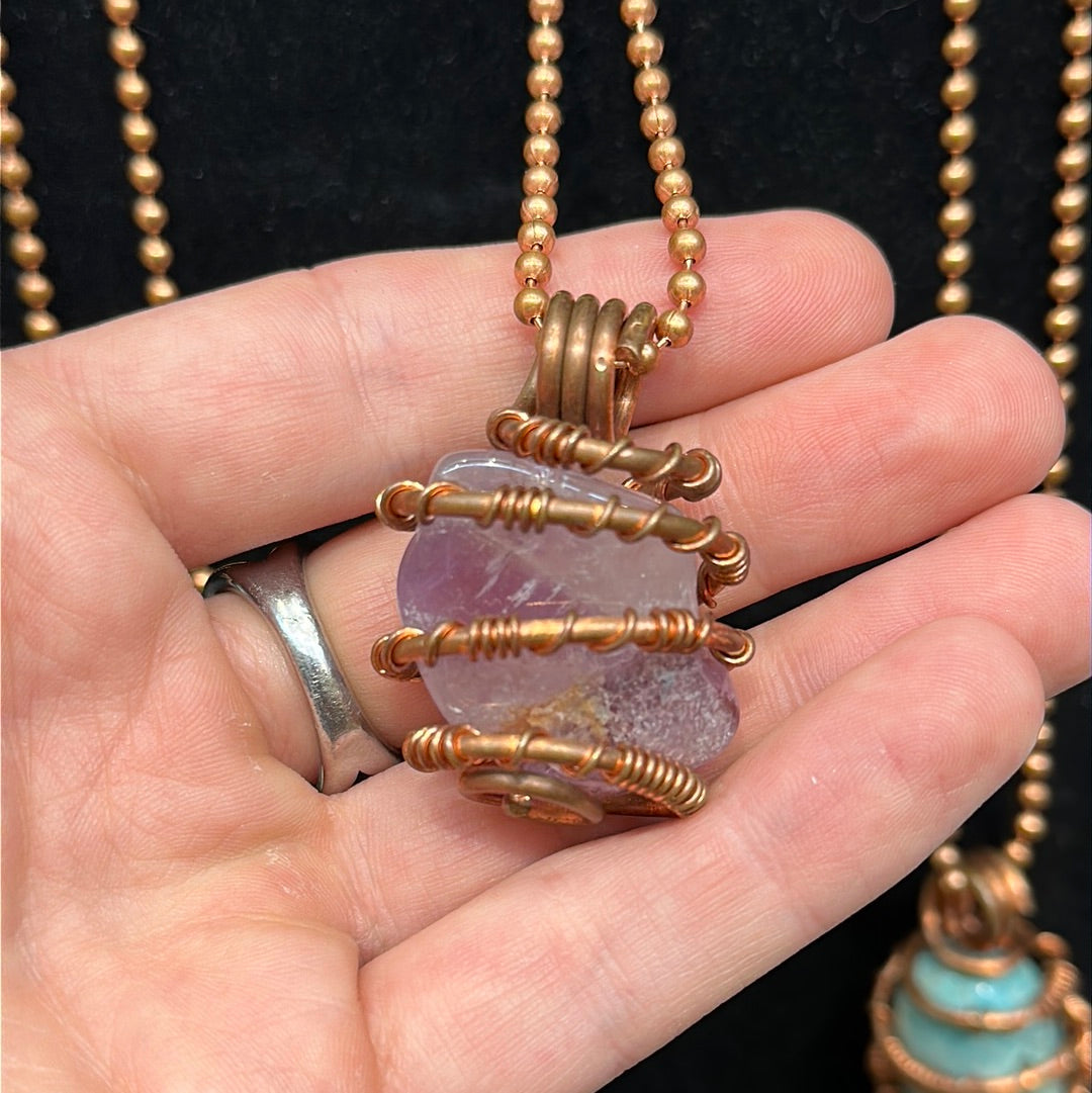 Copper Wrapped Amethyst Necklace - Avanti Body Jewelry