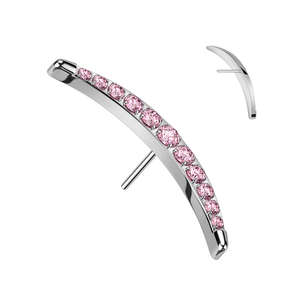 Crescent 11 Gem Cluster | Titanium Threadless Top For Ears - Avanti Body Jewelry