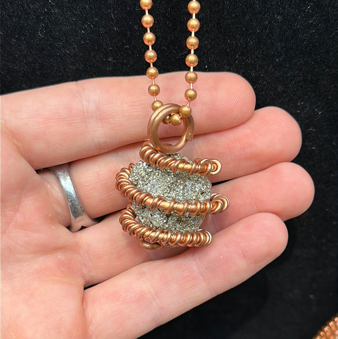 Copper Wrapped Pyrite Necklace - Avanti Body Jewelry