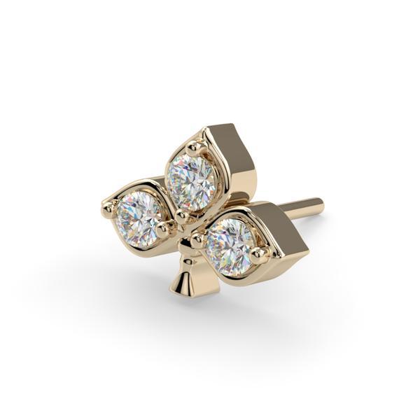 Diamond Clover | 14K Threadless Top For Nose, Ears & Lip - Avanti Body Jewelry