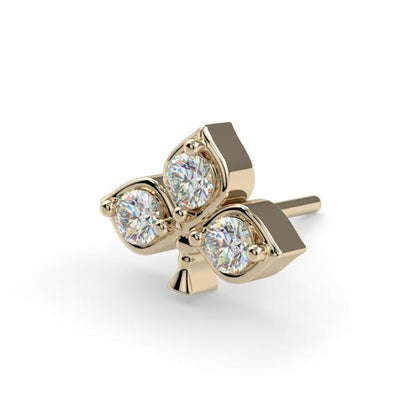 Diamond Clover | 14K Threadless Top For Nose, Ears & Lip - Avanti Body Jewelry